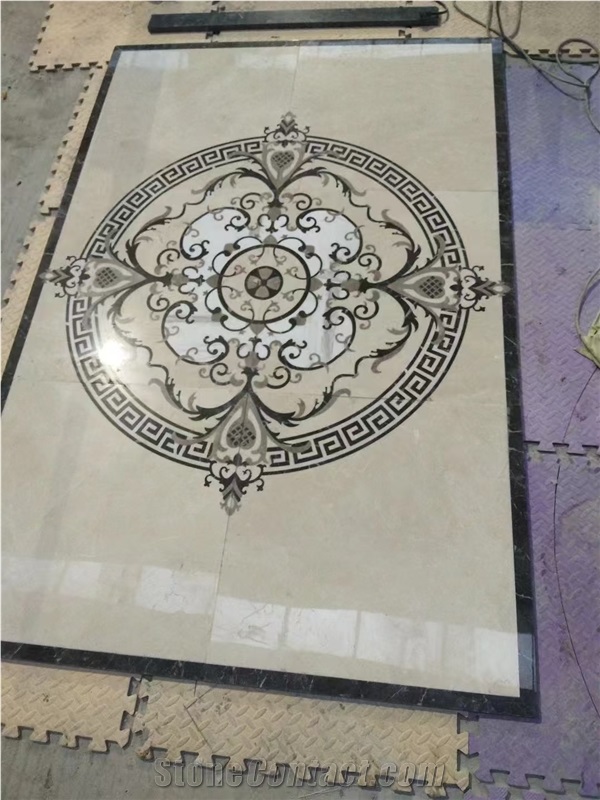 Customizable Natural Marble Stone Medallion Waterjet Pattern