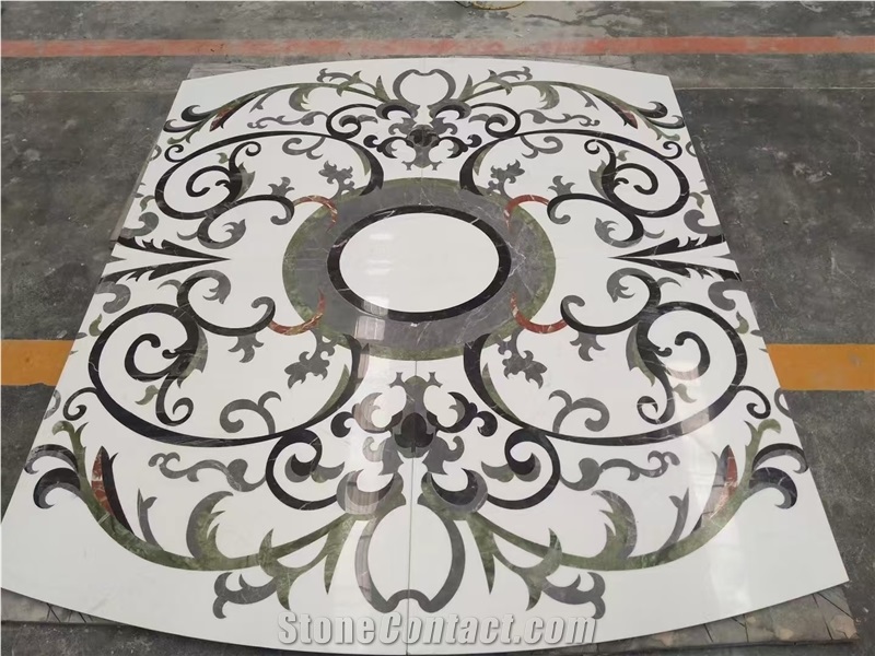 Customizable Natural Marble Stone Medallion Waterjet Pattern