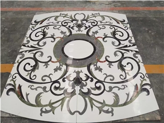 Customizable Natural Marble Stone Medallion Waterjet Pattern