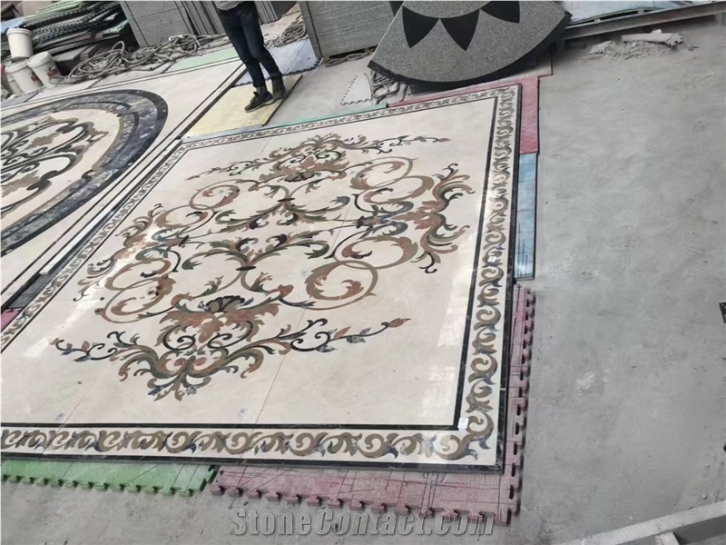 Customizable Natural Marble Stone Medallion Waterjet Pattern