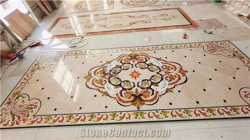 Customized Flower Marble Round Medallion Marble Tile Inlay