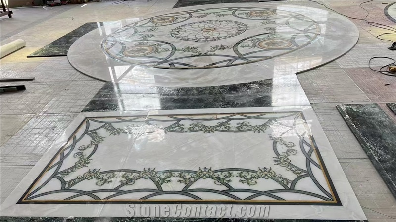 Customized Flower Marble Round Medallion Marble Tile Inlay