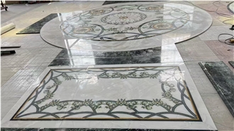 Customized Flower Marble Round Medallion Marble Tile Inlay