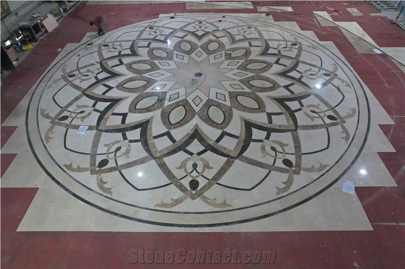 Customized Flower Marble Round Medallion Marble Tile Inlay