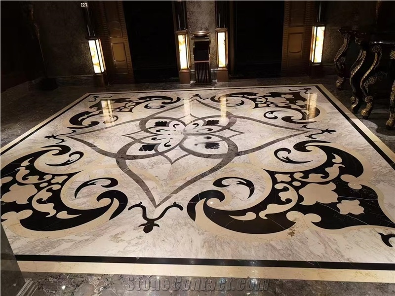 Customized Flower Natural Marble Waterjet Medallions Pattern