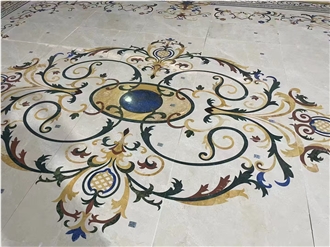 High End Hotel Project Marble Flooring Waterjet Medallions