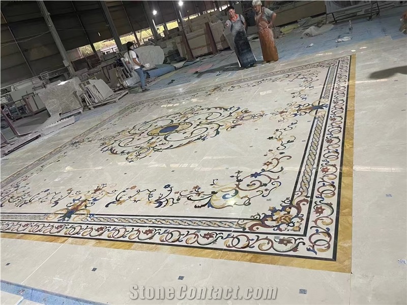 High End Hotel Project Marble Flooring Waterjet Medallions