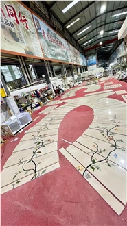 Hotel Floor Waterjet, Marble Stone Medallion