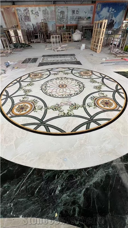 Hotel Lobby Flooring Marble Medallion Inlay Pattern