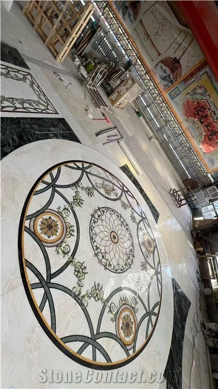Hotel Lobby Flooring Marble Medallion Inlay Pattern