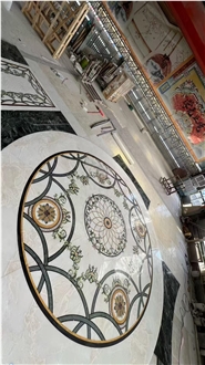 Hotel Lobby Flooring Marble Medallion Inlay Pattern