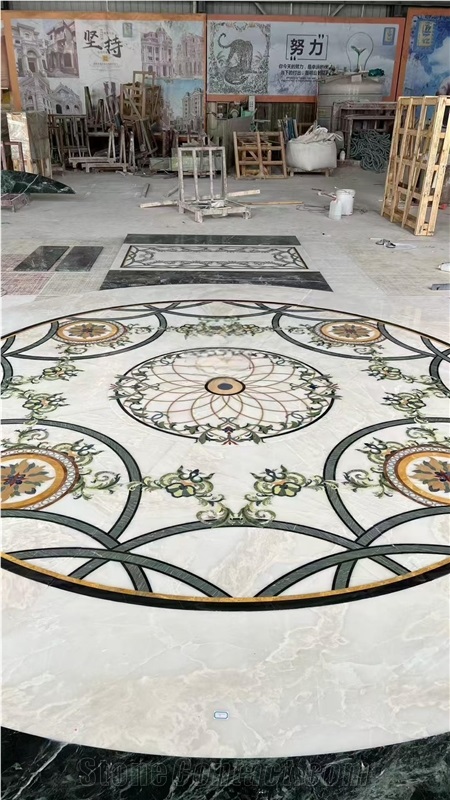 Hotel Lobby Flooring Marble Medallion Inlay Pattern