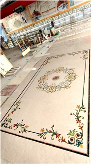 Hotel Lobby Flooring Marble Medallion Inlay Pattern