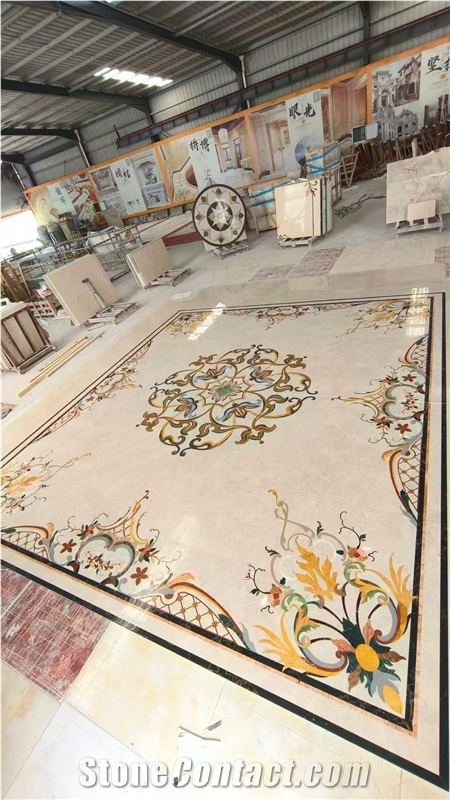 Hotel Lobby Flooring Marble Medallion Inlay Pattern