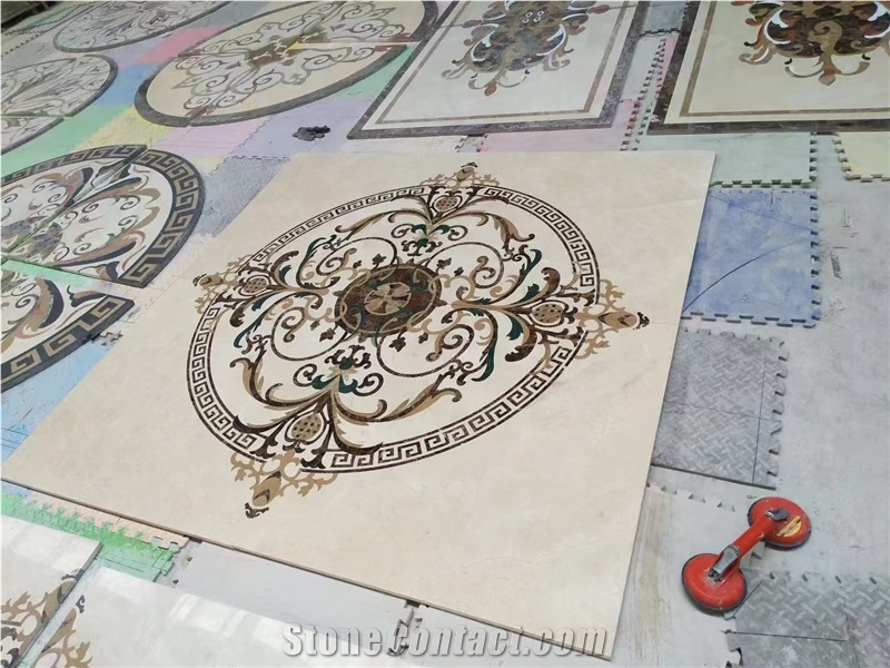 Luxury Interior Design Marble Flooring Waterjet Medallions