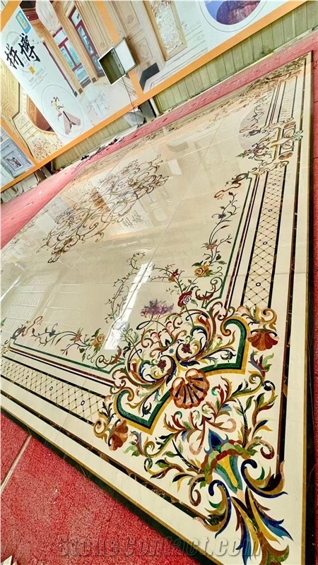 Marble Hotel Lobby Waterjet Square Medallions Factory