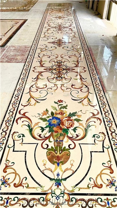 Marble Waterjet Medallion Carpet Pattern For Villa