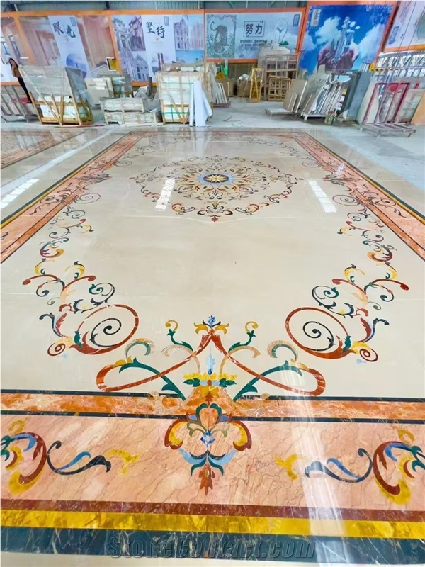 Marble Waterjet Medallion Carpet Pattern For Villa