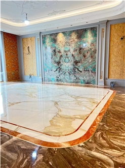 Marble Waterjet Medallion Carpet Pattern For Villa