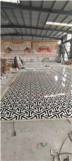 Natural Marble Water Jet Medallion Floor In Custom Size