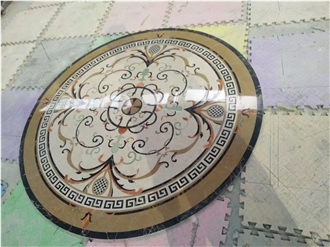 Natural Marble Water Jet Medallion Floor In Custom Size