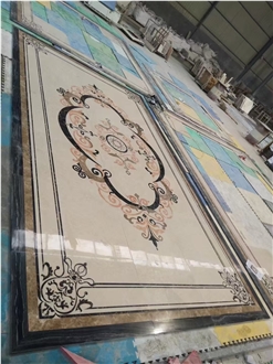 Natural Marble Water Jet Medallion Floor In Custom Size