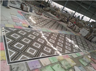 Natural Marble Water Jet Medallion Floor In Custom Size
