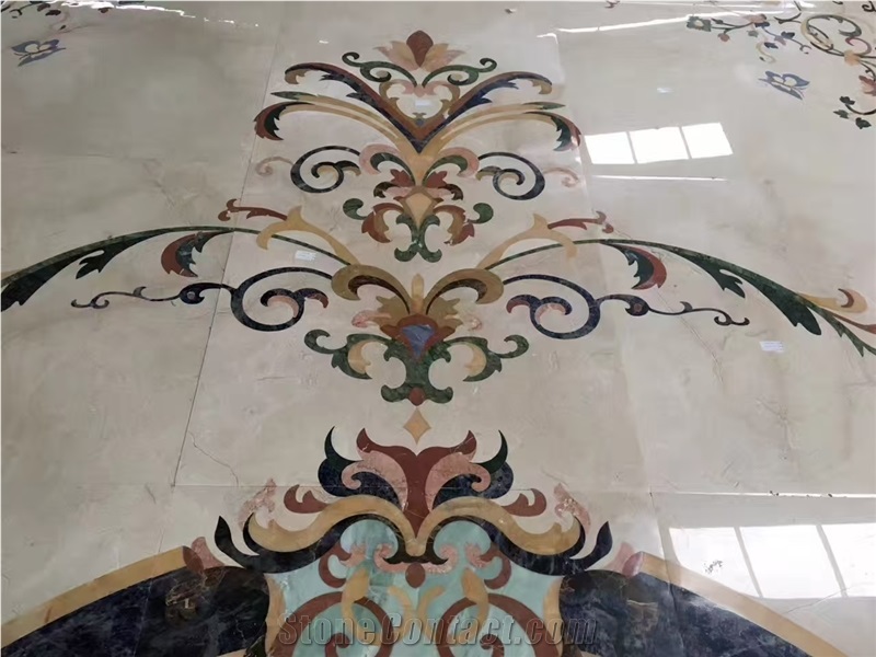 Natural Marble Water Jet Round Medallions Pattern