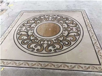 Square Marble Waterjet Floor Medallion From China