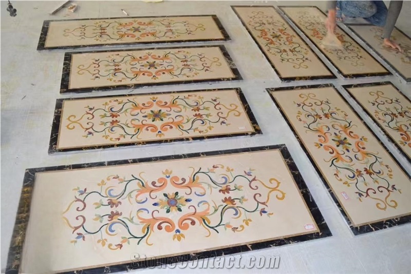 Stone Custom Waterjet Marble Floor Medallions Facory