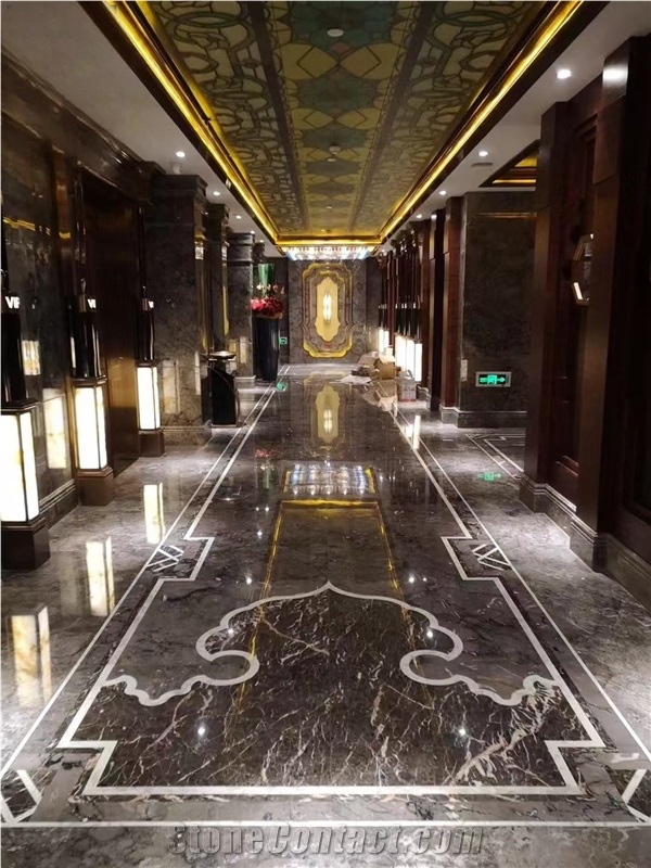 Stone Waterjet Carpet Design Marble Floor Medallions