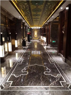 Stone Waterjet Carpet Design Marble Floor Medallions