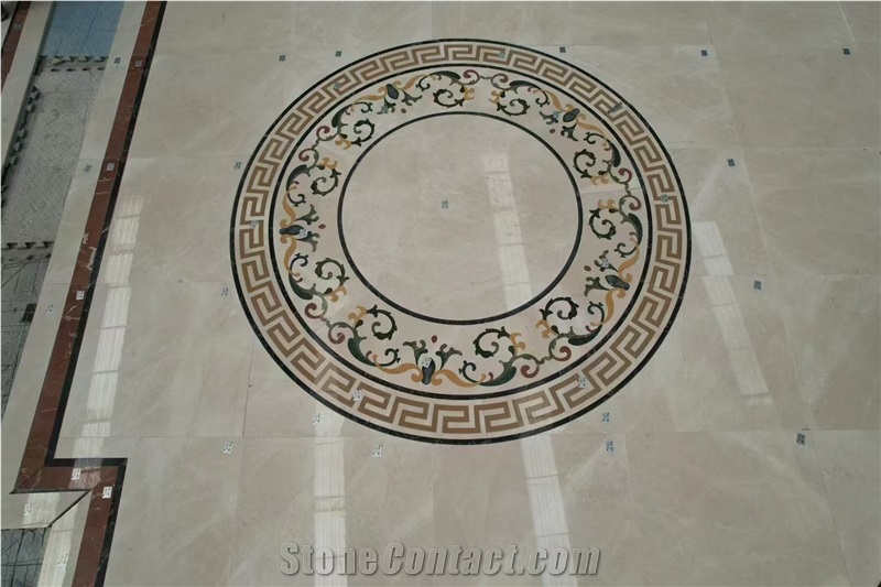 Stone Waterjet Carpet Design Marble Floor Medallions