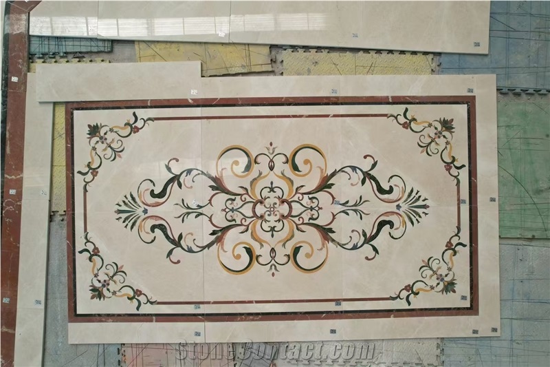 Stone Waterjet Carpet Design Marble Floor Medallions