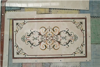 Stone Waterjet Carpet Design Marble Floor Medallions