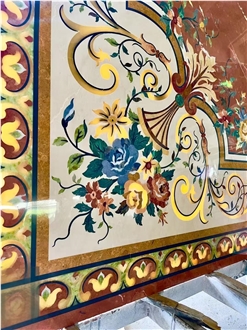 Supply Polished Marble Waterjet Medallions Flooring Pattern
