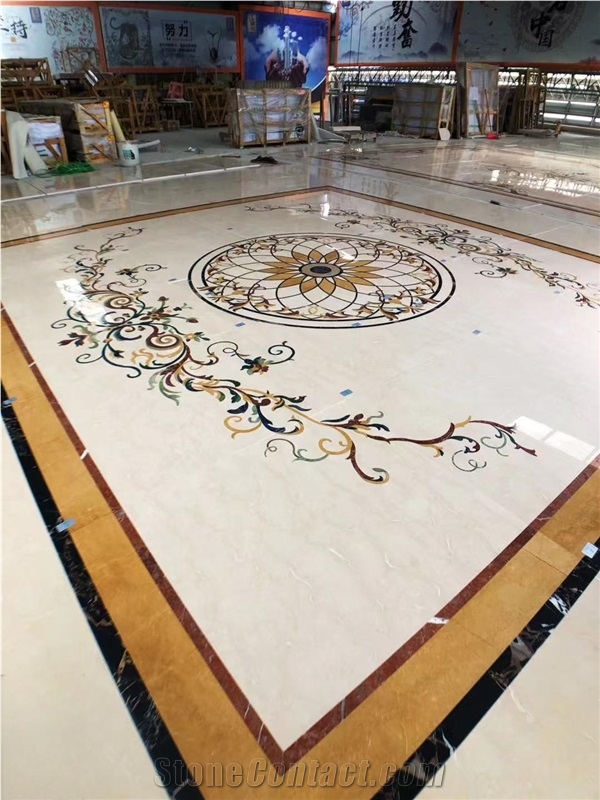 Marble And Onyx Stone Inlay Brass Round Waterjet Medallions