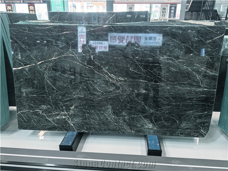Greece Verde Starry Polished Marble Slabs For Interior Use