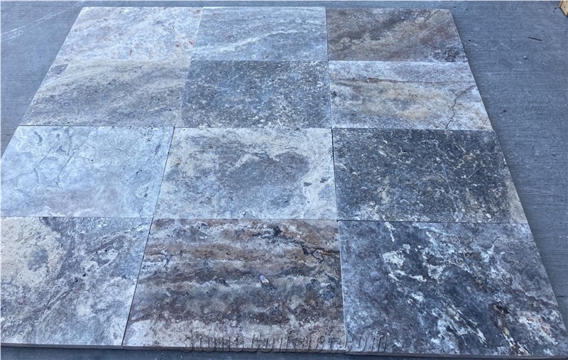 Silver Travertine Tumbled Tiles