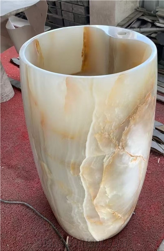 Professional Factory White Onyx  Pedestal Basins