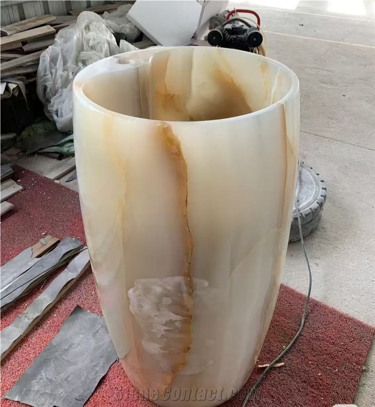 Professional Factory White Onyx  Pedestal Basins