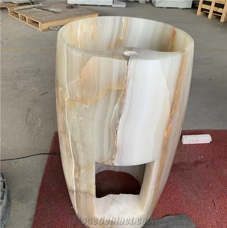 Professional Factory White Onyx  Pedestal Basins
