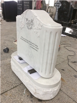 China White Marble Monument, Serp Top Headstones