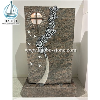 Dalva Granite Rose Carvning Gravestone With Lamp Dalva Granite Rose Carvning Gravestone With Lamp