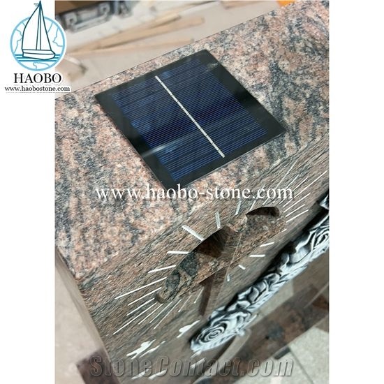 Dalva Granite Rose Carvning Gravestone With Lamp