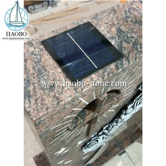 Dalva Granite Rose Carvning Gravestone With Lamp