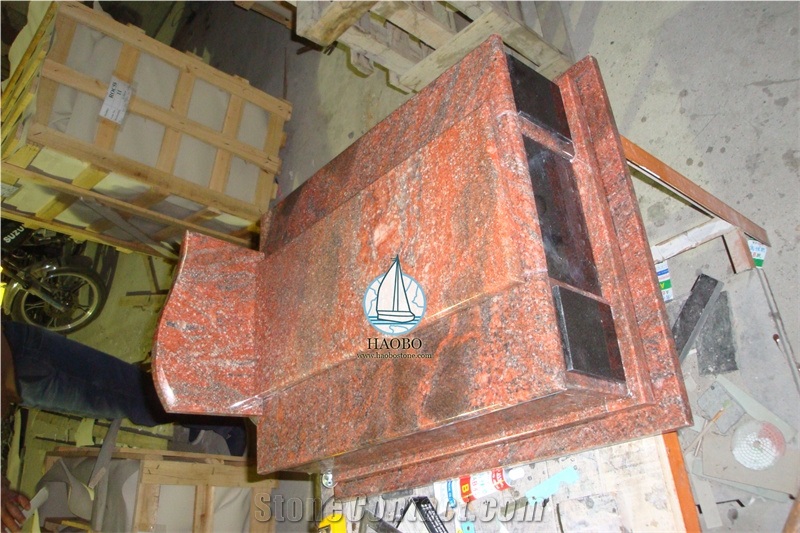 Multi-Red Granite Monument For French Market Tombstone
