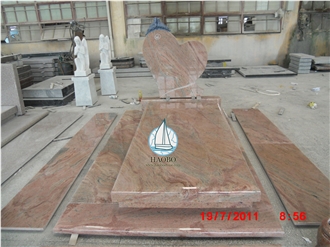 Multi-Red Granite Monument For French Market Tombstone