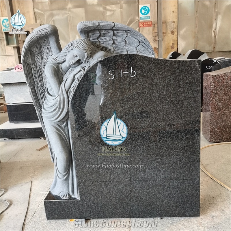 Standing Angel Headstones Hunan White Marble Monument