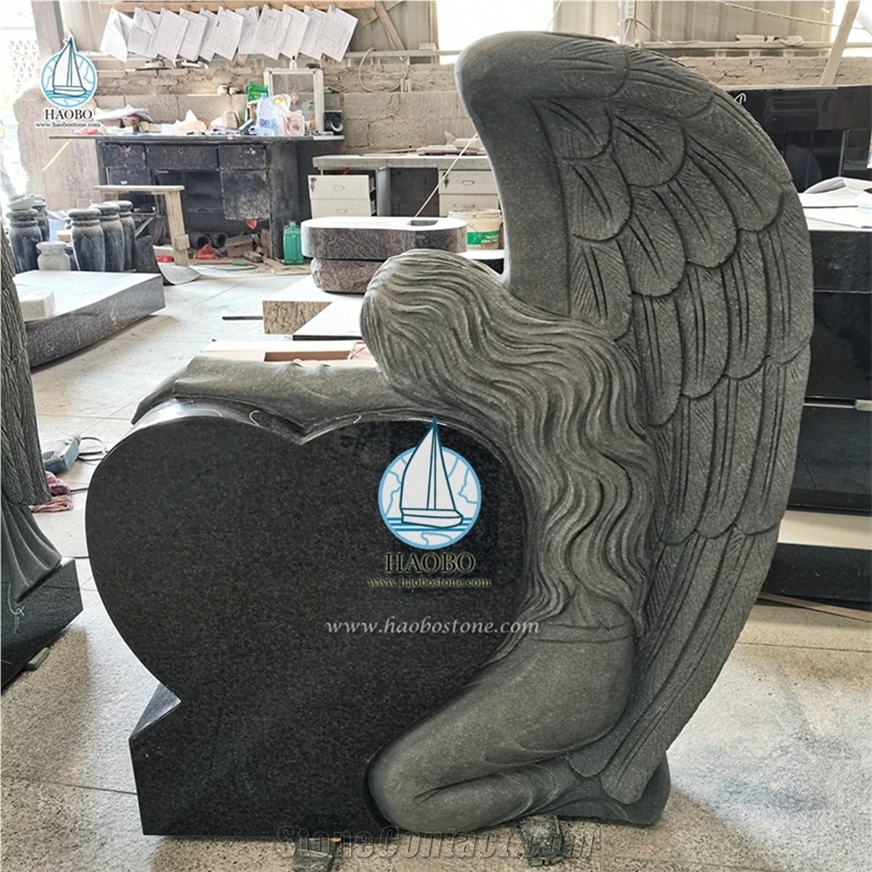 Standing Angel Headstones Hunan White Marble Monument